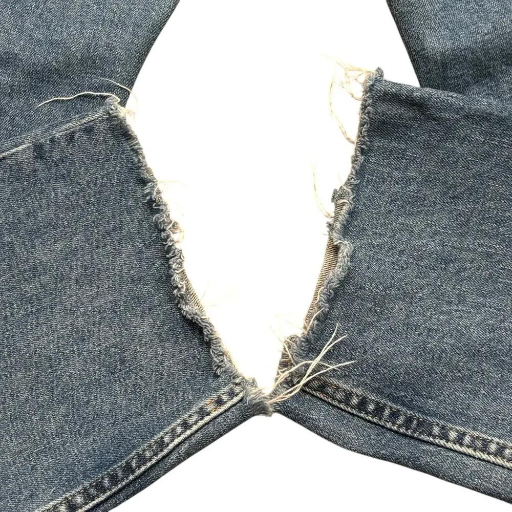 Everlane Curvy Cheeky High Rise Raw Hem Stretch Denim Medium Blue Jeans 34x28 - Picture 3 of 4